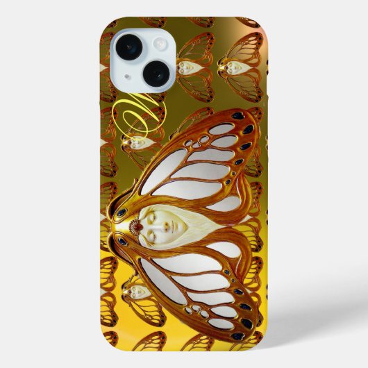 ART NOUVEAU MOTH WOMAN GEM MONOGRAM Case-Mate iPhone CASE (Achterkant)