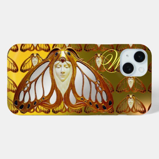 ART NOUVEAU MOTH WOMAN GEM MONOGRAM Case-Mate iPhone CASE (Achterkant (horizontaal))