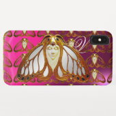 ART NOUVEAU MOTH WOMAN GEM MONOGRAM PINK PAARS Case-Mate iPhone CASE (Achterkant (horizontaal))