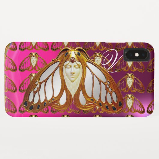 ART NOUVEAU MOTH WOMAN GEM MONOGRAM PINK PAARS Case-Mate iPhone CASE (Achterkant (horizontaal))
