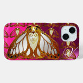 ART NOUVEAU MOTH WOMAN GEM MONOGRAM PINK PAARS Case-Mate iPhone CASE (Achterkant (horizontaal))