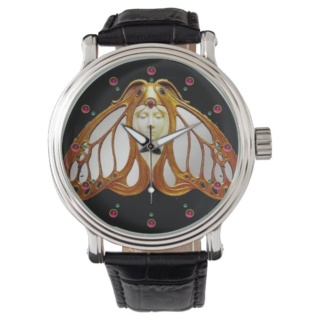 ART NOUVEAU MOTH WOMAN HORLOGE (Voorkant)