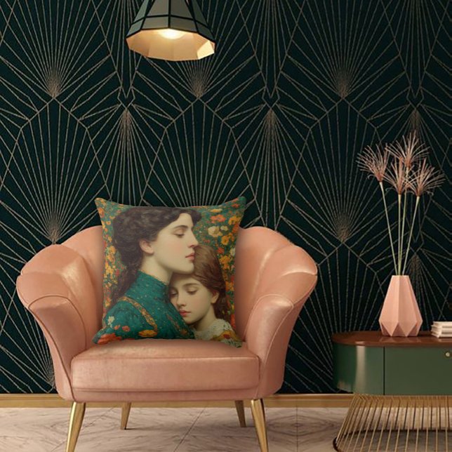 Art Nouveau Mother & Child Kussen (Creator heeft geüpload)