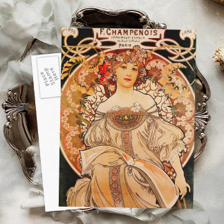 Art Nouveau Mucha-afdrukken Briefkaart