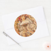  Art Nouveau Mucha-afdrukken Ronde Sticker (Envelop)