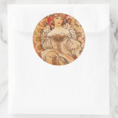  Art Nouveau Mucha-afdrukken Ronde Sticker (Tas)