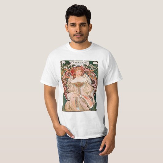  Art Nouveau Mucha-afdrukken T-shirt (Voorkant volledig)