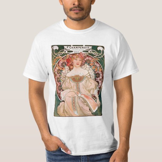  Art Nouveau Mucha-afdrukken T-shirt (Voorkant)