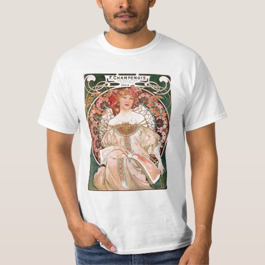 Art Nouveau Mucha-afdrukken T-shirt (Voorkant)