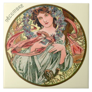 Art Nouveau Mucha Agenda December Tegeltje
