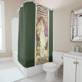 Art Nouveau Mucha Bernhardt Flowers Shower Curtain Douchegordijn (In situ)