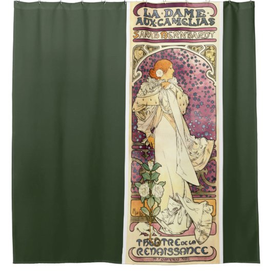Art Nouveau Mucha Bernhardt Flowers Shower Curtain Douchegordijn (Voorkant)