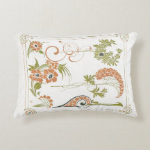 Art nouveau Mucha bloemig abstract kunst perzik gr