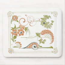 Art nouveau Mucha bloemig abstract kunst perzik gr