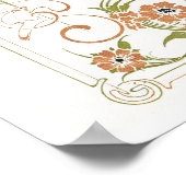 Art nouveau Mucha bloemig abstract kunst perzik gr Poster (Hoek)