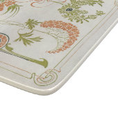 Art nouveau Mucha bloemig abstract kunst perzik gr Snijplank (Hoek)