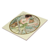 Art Nouveau Mucha Calendar April Tegeltje (Zijkant)