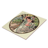 Art Nouveau Mucha Calendar June Tegeltje (Zijkant)