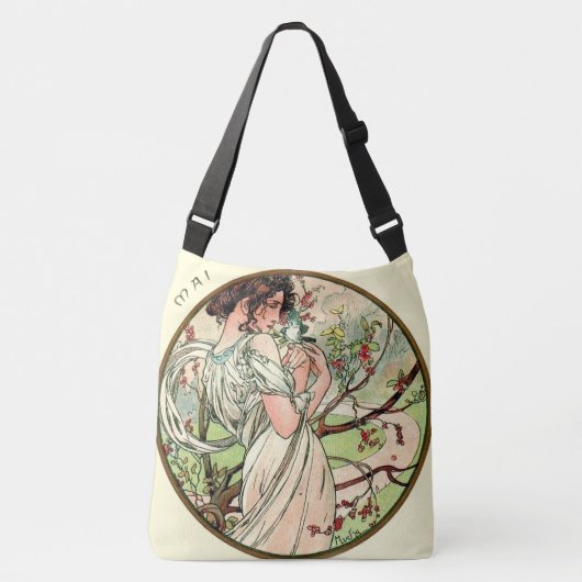 Art Nouveau Mucha Calendar May Crossbody Tas (Voorkant)
