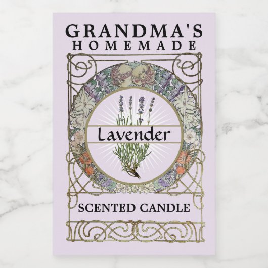  Art Nouveau Mucha Candle Label Sjabloon Voedselcontainer Etiket (Enkel label)