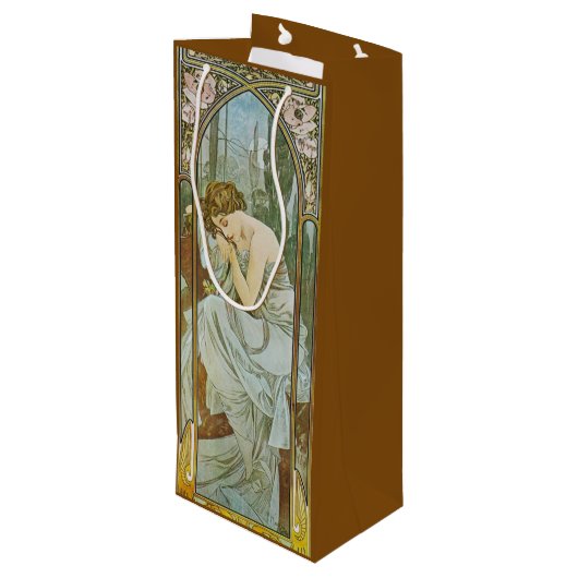Art Nouveau Mucha Dame Slaap Nachts Rest Wijn Cadeautas (Achterkant Gekanteld)
