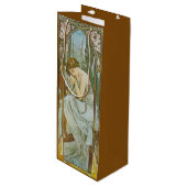 Art Nouveau Mucha Dame Slaap Nachts Rest Wijn Cadeautas (Voorkant Gekanteld)