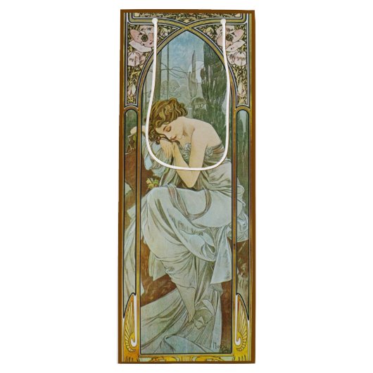 Art Nouveau Mucha Dame Slaap Nachts Rest Wijn Cadeautas (Voorkant)