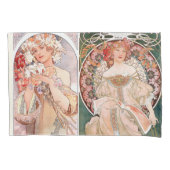 Art Nouveau Mucha Dames Floral Pillowcase Kussensloop (Voorkant)