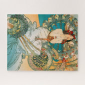 Art Nouveau Mucha Dark Haire Woman Legpuzzel (Horizontaal)