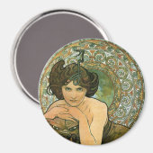  Art Nouveau Mucha Emerald Temptress Groen Magneet (Voorkant / Achterkant)