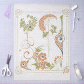 Art nouveau Mucha floral abstract art peach green Tissuepapier (Craft)