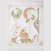 Art nouveau Mucha floral abstract art peach green Tissuepapier (Voorkant)