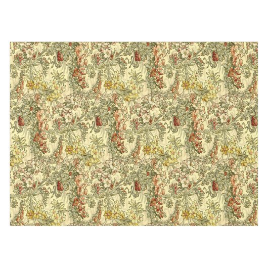Art Nouveau Mucha Floral Pattern Tafelkleed (Voorkant (Horizontaal))