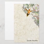 Art Nouveau Mucha Flowers Hummingbird Stationery Briefpapier (Voorkant / Achterkant)