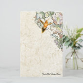 Art Nouveau Mucha Flowers Hummingbird Stationery Briefpapier (Staand voorkant)