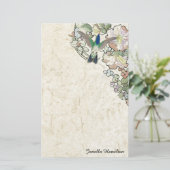 Art Nouveau Mucha Flowers Hummingbird Stationery Briefpapier (Staand voorkant)