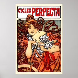 Art Nouveau Mucha Girl over fietsen Poster