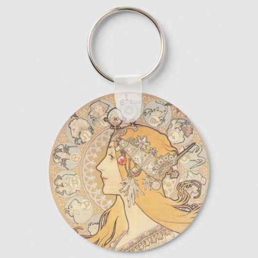 Art Nouveau ~ Mucha ~ LA PLUME Sleutelhanger (Voorkant)
