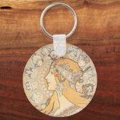 Art Nouveau ~ Mucha ~ LA PLUME Sleutelhanger (Voorkant)