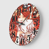Art Nouveau Mucha Lady Bike Big Number Wall klok (Hoek)