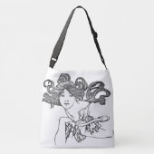 Art Nouveau Mucha Lady Bike Mode Canvas tas (Achterkant)