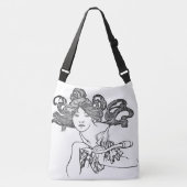 Art Nouveau Mucha Lady Bike Mode Canvas tas (Voorkant)