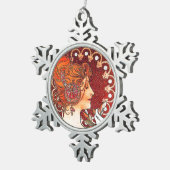 Art Nouveau Mucha Lady Snowflake Ornament (Rechts)