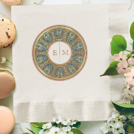 Art Nouveau Mucha Monogram Initialen Champagne Gol Servet