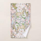 Art Nouveau Mucha Peony Flowers Bath Towel Set Bad Handdoek (Handdoek)