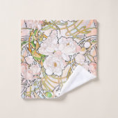 Art Nouveau Mucha Peony Flowers Bath Towel Set Bad Handdoek (Wasdoekje)