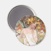 Art Nouveau - Mucha - Perfume Ad Magneet (Voorkant / Achterkant)