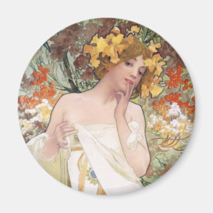 Art Nouveau - Mucha - Perfume Ad Magneet