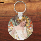 Art Nouveau - Mucha - Perfume Ad Sleutelhanger (Voorkant)