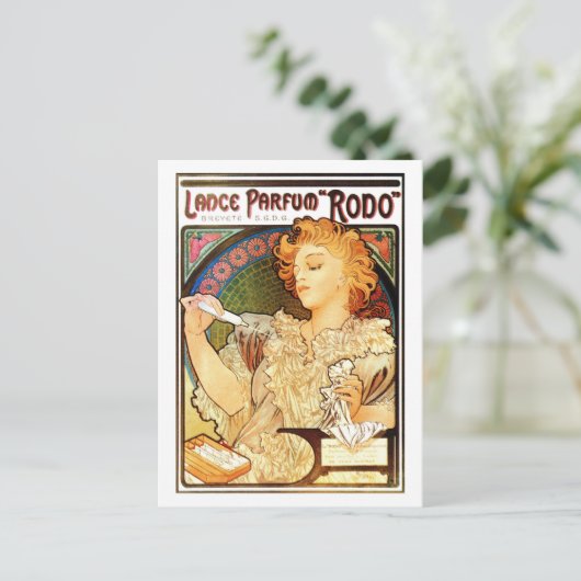  art nouveau Mucha Perfume Briefkaart (Staand voorkant)